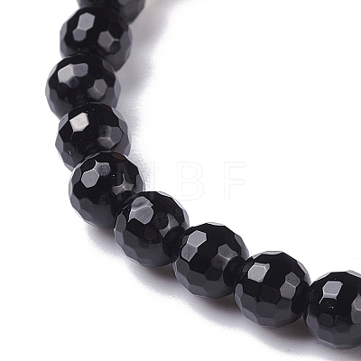 Natural Tiger Eye & Moonstone & Black Stone & Cherry Quartz Glass Round Beads Stretch Bracelets Set BJEW-JB07293-1