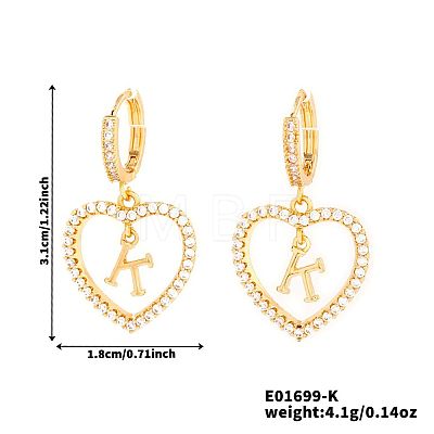 Brass Heart Hoop Earrings BR9605-6-1