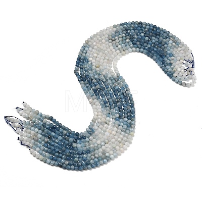 Gradient Color Natural Devil Blue Aquamarine Beads Strands G-NH0072-B01-5mm-1