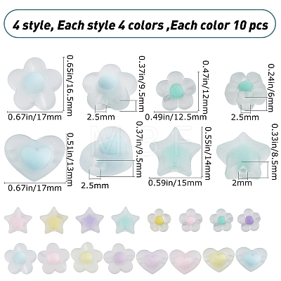 SUNNYCLUE 160Pcs 16 Styles Transparent Acrylic Beads and 1 Roll Elastic Crystal Thread DIY-SC0016-21-1