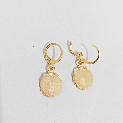 Ocean Theme Alloy Enamel Shell Shape Leverback Earrings FS-WG4EEAF-15-1