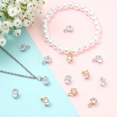 20Pcs 2 Colors Alloy Clear Cubic Zirconia Charms ZIRC-YW0001-38-1