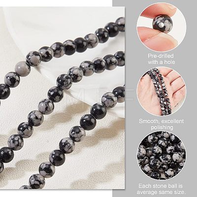  Synthetic Snowflake Obsidian Beads Strands G-NB0003-64-1