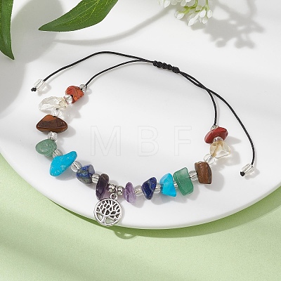 Chakra Natural & Synthetic Gemstone Braided Bead Bracelets BJEW-JB09824-03-1