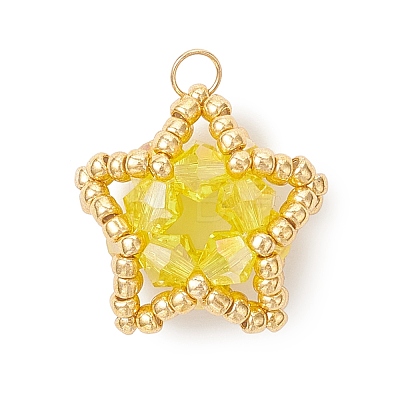 Glass Seed Beaded Star Pendants PALLOY-MZ01083-03-1