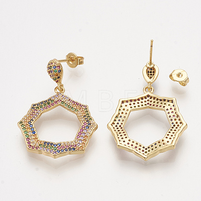 Brass Cubic Zirconia Stud Earrings EJEW-S201-135-1