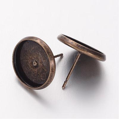 Antique Bronze Plated Brass Ear Stud Bezel Settings X-KK-H720-AB-NR-1