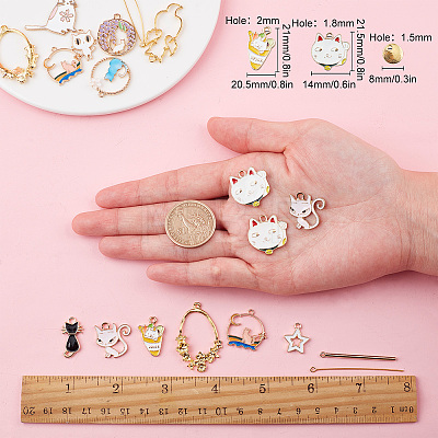 SUNNYCLUE DIY Cat Themed Earrings Making Kits DIY-SC0013-44-1