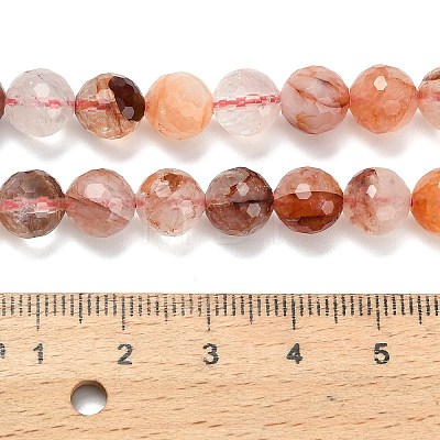 Grade A Natural Red Hematoid Quartz/Ferruginous Quartz Beads Strands G-L642-F03-8mm-1