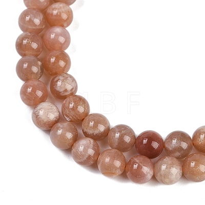 Natural Sunstone Round Bead Strands G-F266-11-8mm-01-1