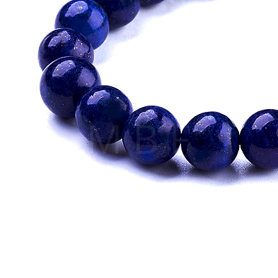 Natural Dyed Lapis Lazuli Beaded Stretch Bracelet BJEW-F203-11-1