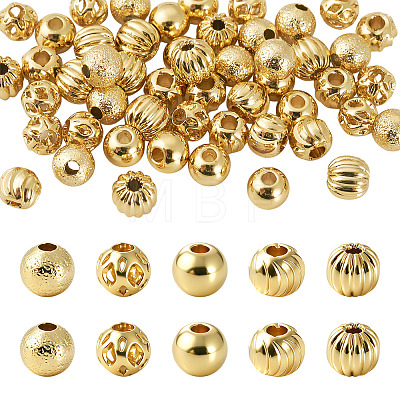 50Pcs 5 Styles Brass Spacer Beads KK-TA0009-12-1