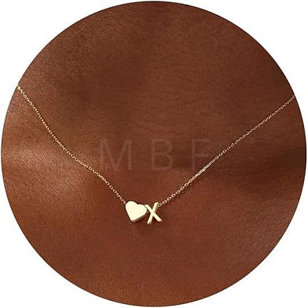 Simple Style Adjustable 316L Surgical Stainless Steel Heart and Initial Pendant Necklaces for Women WG95AEF-24-1