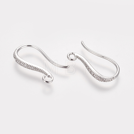 Brass Micro Pave Cubic Zirconia Earring Hooks ZIRC-E162-20P-1