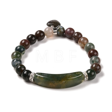Natural Indian Agate Beads Charm Bracelets BJEW-K164-B10-1