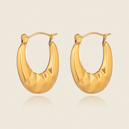 Oval 304 Stainless Steel Hoop Earrings PG1379-1