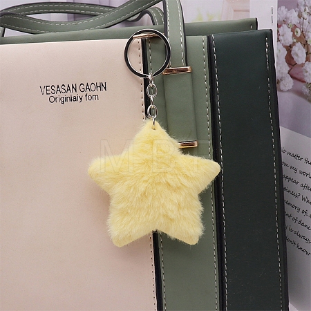 Imitation Rabbit Fur Keychain PW-WGED029-08-1