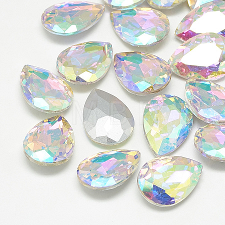Pointed Back Glass Rhinestone Cabochons RGLA-T081-10x14mm-05-1