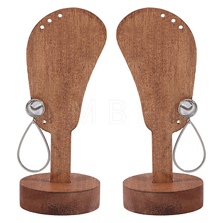 2Pcs Desktop Ear Shaped Wood Earrings Organizer Display Stands for Jewelry Display Rack ODIS-CA0001-32B-1