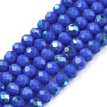 Electroplate Opaque Solid Color Glass Beads Strands EGLA-A044-P4mm-L32-1
