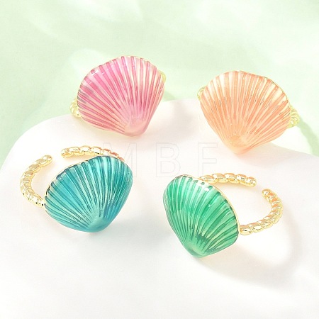 Brass Enamel Cuff Open Rings KK-CBA960E-18G-1