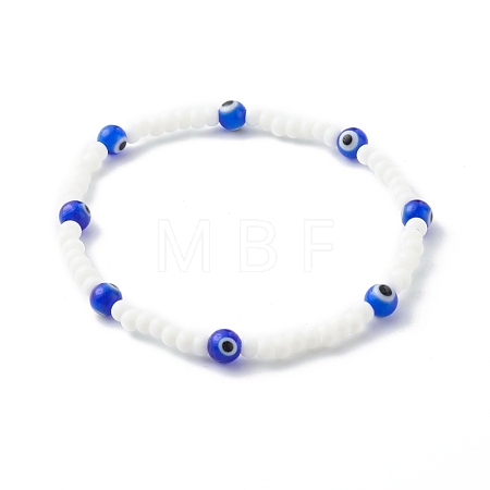 Glass Beads & Handmade Lampwork Beads Stretch Bracelets for Kid BJEW-JB06475-03-1