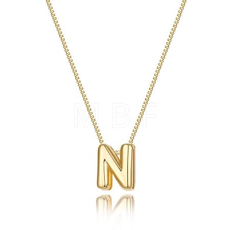 Brass Initial Pendant Box Chain Necklaces for Women FS-WG5C822-14-1