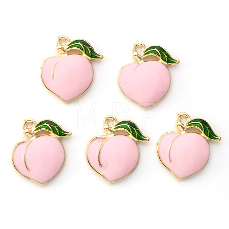 Light Gold Plated Alloy Enamel Pendants X-ENAM-R136-26-1