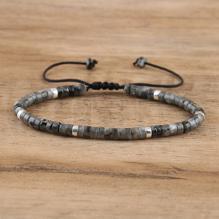 Natural Larvikite Beaded Braided Bracelets QH4784-10-1