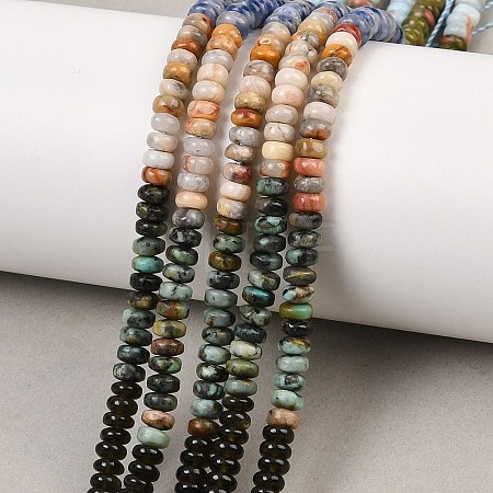 Natural African Turquoise(Jasper) & Unakite & Blue Spot Jasper & Crazy Agate & Yellow Opal & Ice Obsidian & Synthetic Shoushan Stone Beads Strands G-Z135-C07-2x4mm-1