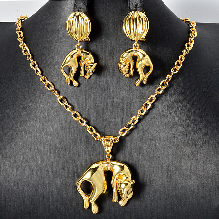 Brass Stud Earrings & Pendant Necklaces Sets for Women FS-WGFF87F-01-1