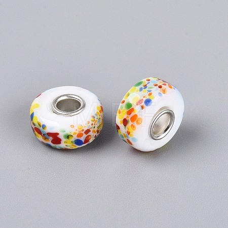 Lampwork & Brass Core European Beads LAMP-Q042-01G-1