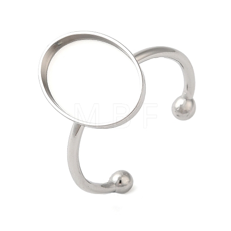 Non-Tarnish 304 Stainless Steel Open Cuff Ring Components X-STAS-I306-06B-P-1