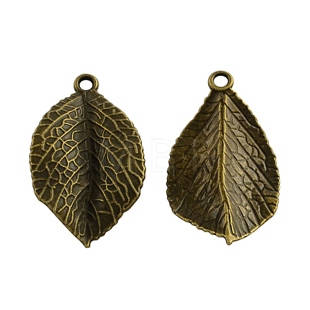 Tibetan Style Alloy Leaf Pendants TIBEP-Q035-86AB-NR-1