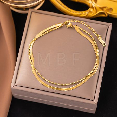 304 Stainless Steel Snake Chain Bracelets BJEW-C084-03G-1