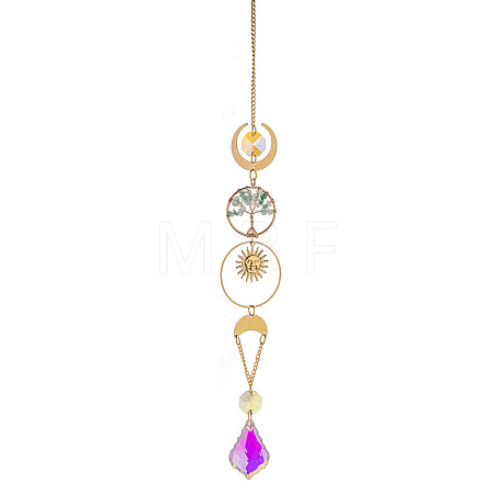 Glass Leaf Hanging Suncatcher Prism Ornament PW-WG88031-04-1