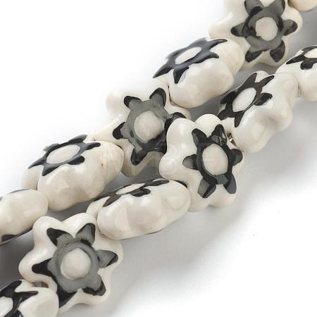 Handmade Porcelain Flower Beads Strands PORC-G006-16A-1