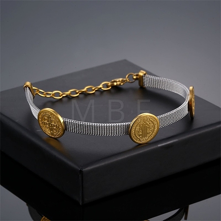 304 Stainless Steel Watch Band Chain Bracelets for Women BJEW-G770-01A-GP-1