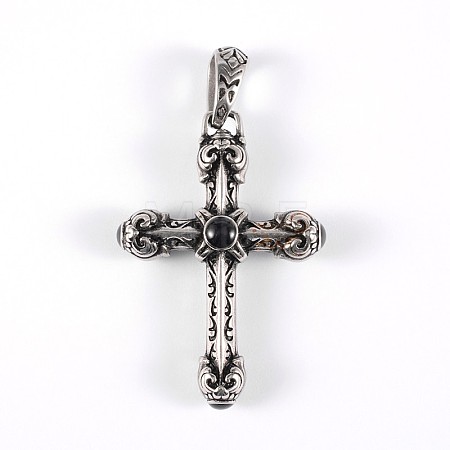 316 Surgical Stainless Steel Glass Big Gothic Pendants STAS-E070-26-1