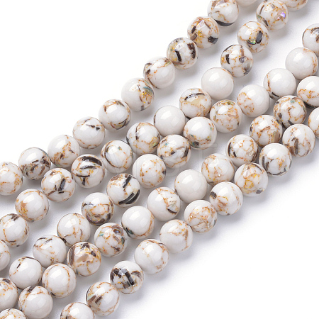 Assembled Synthetic Turquoise and Shell Beads Strands LS-G-S212-6mm-02-1