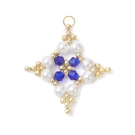 Glass Seed Beaded Star Pendants PALLOY-MZ01165-02-1