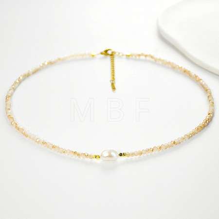 Natural Freshwater Pearl & Glass Beaded Necklaces for Women AC5368-11-1