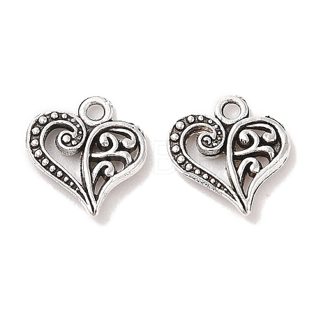 Tibetan Style Filigree Alloy Heart Charms TIBEP-0277-AS-RS-1