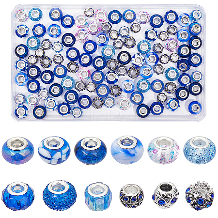 120Pcs 12 Styles Resin European Beads FIND-SC0010-24B-1