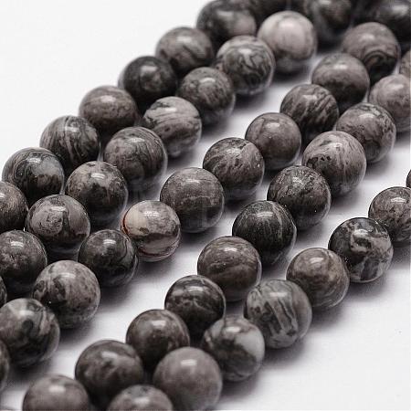 Natural Map Stone/Picasso Stone/Picasso Jasper Bead Strands G-D840-60-6mm-1