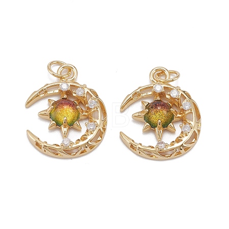 Brass Micro Pave Clear Cubic Zirconia Glass Pendants LS-ZIRC-C024-06G-02-1