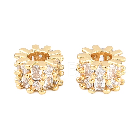 Brass Micro Pave Clear Cubic Zirconia European Beads KK-B186-18G-1