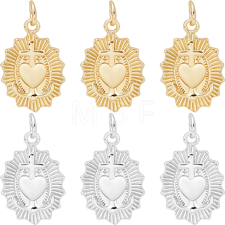 8Pcs 2 Colors Brass Pendants KK-BBC0013-01-1