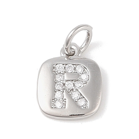 Rack Plating Brass Micro Pave CLear Cubic Zirconia Charms KK-E110-14P-R-1