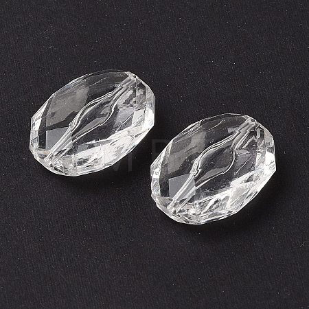 Faceted Hexagon Transparent Acrylic Beads X-TACR-R126-A01-1